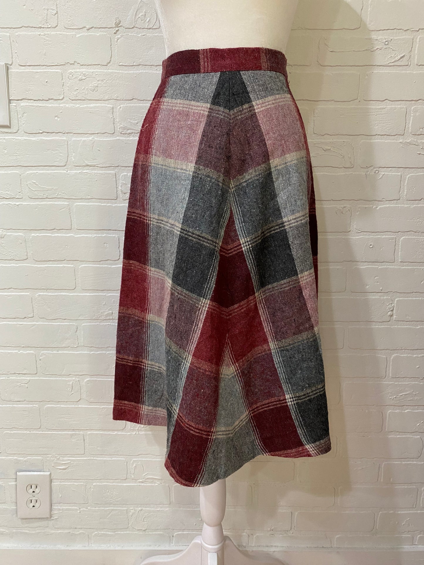 LIGWU red and gray plaid a line skirt-s