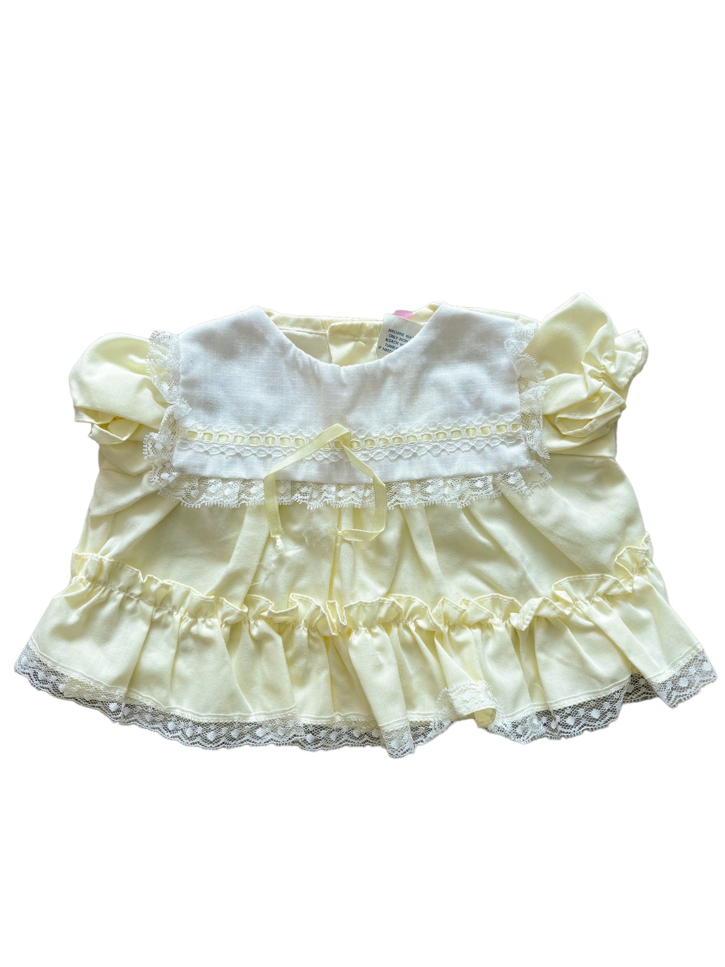 Baby yellow white square collar top-0-6M