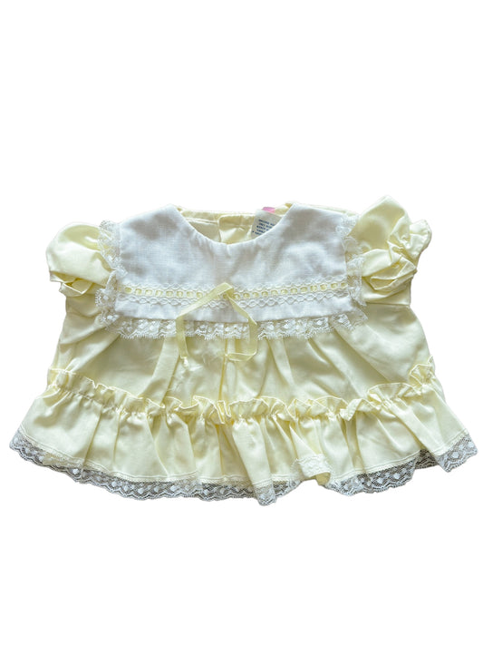 Baby yellow white square collar top-0-6M