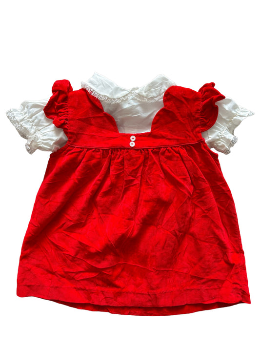 Baby red velvet white top dress