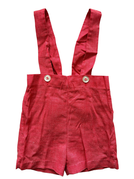 Baby red overall shorts