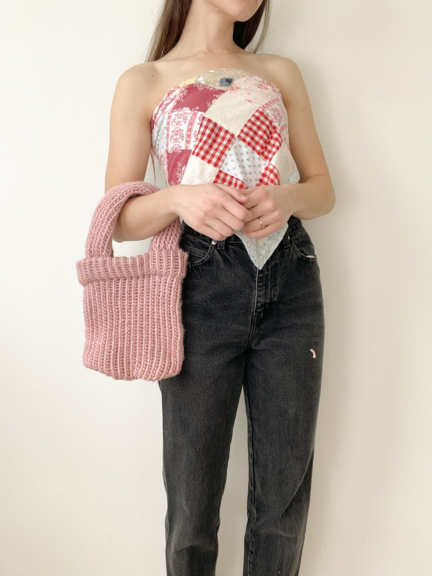 Handmade Pink tote bag